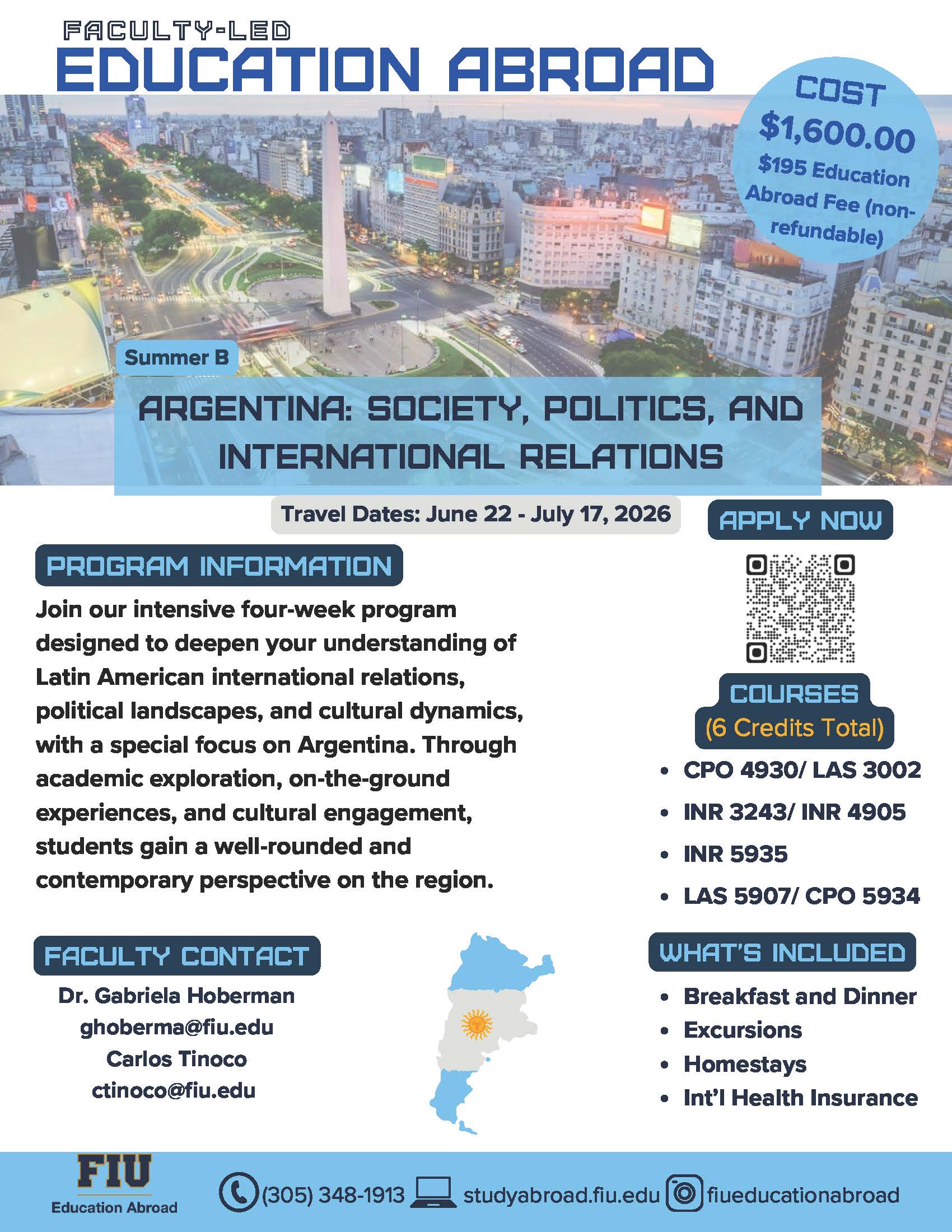 2026 Argentina Study Abroad Flyer
